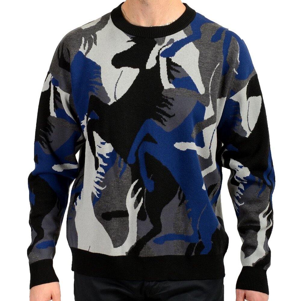 Scuderia Ferrari Men's "Jacquard Camouflage" Knit Wool Sweater US L IT 52
